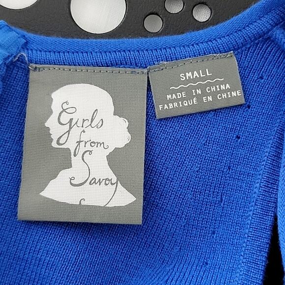 Anthropologie Girls From Savoy Blue Merino Wool Knit Pattern Tank Dress Women S - Picture 12 of 16